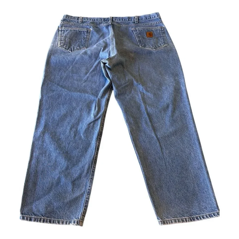 Carhartt Jeans Men's 46x30 Blue Denim Relaxed Fit B17 DST Distressed